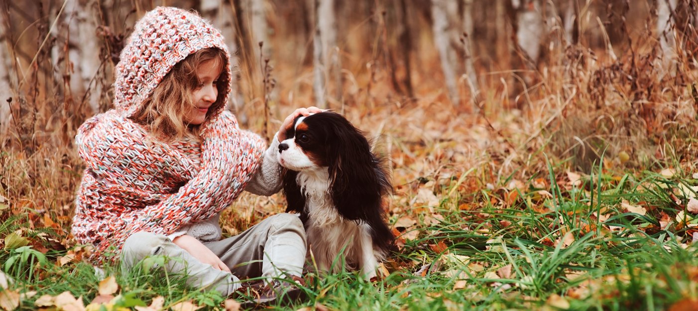 Chien et maitresse automne